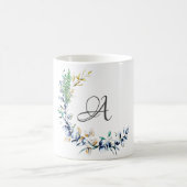 Mug Monogramme de couronne botanique chic (Centre)