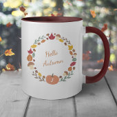 Mug monogramme de couronne d'automne