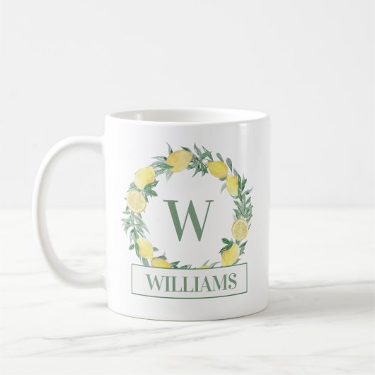 Mug Monogramme de couronne de citron (Gauche)