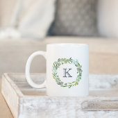 Mug Monogramme de couronne d'eucalyptus