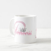 Mug Monogramme de couronne diamant princesse rose Glam (Devant gauche)