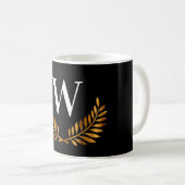 Mug Monogramme de couronne d'or noir (Devant droit)