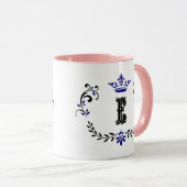 Mug Monogramme de couronne 'E' (Devant droit)