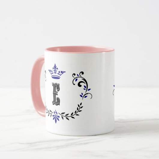 Mug Monogramme de couronne 'E' (Devant gauche)