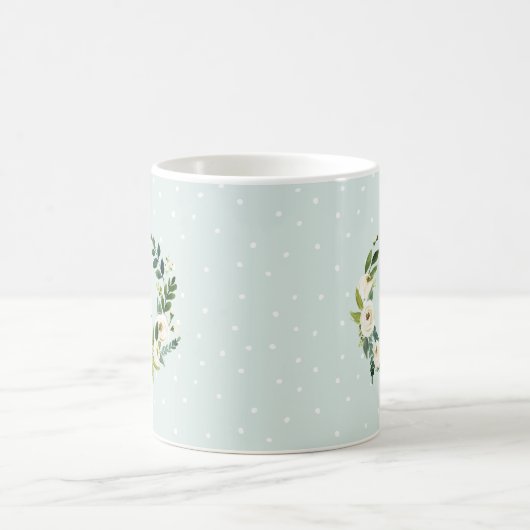 Mug Monogramme de couronne et de points de menthe vert (Centre)