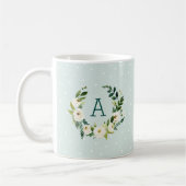 Mug Monogramme de couronne et de points de menthe vert (Gauche)