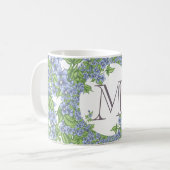 Mug Monogramme de couronne florale (Devant gauche)