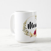 Mug Monogramme de couronne florale (Devant gauche)