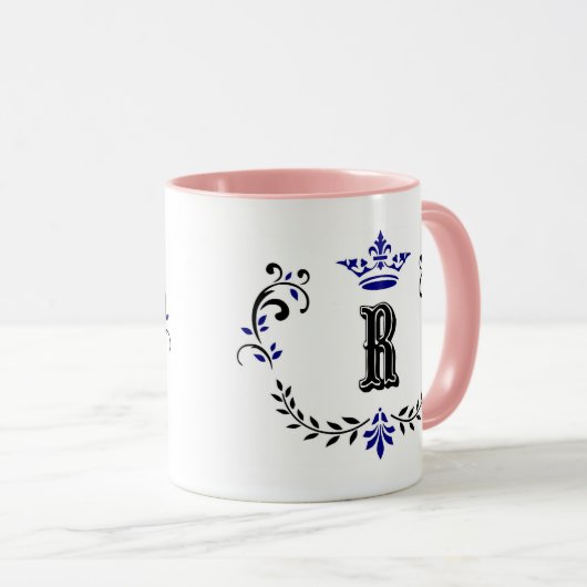 Mug Monogramme de couronne 'R' (Devant droit)