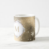 Mug Monogramme de couronne rouge or de Noël (Devant droit)