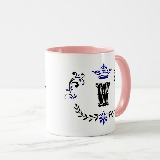 Mug Monogramme de couronne 'W' (Devant droit)