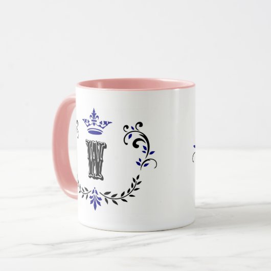 Mug Monogramme de couronne 'W' (Devant gauche)