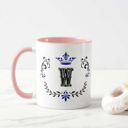 Mug Monogramme de couronne 'W' (Avec donut)