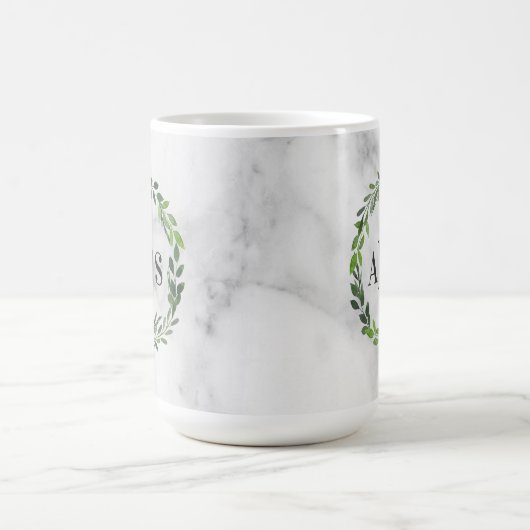 Mug monogramme de courre d'aquarelle de marbre (Centre)