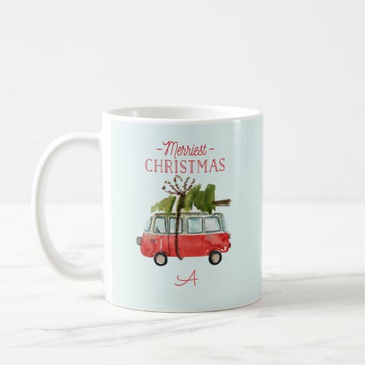 Mug monogramme de courre d'aquarelle de marbre (Gauche)