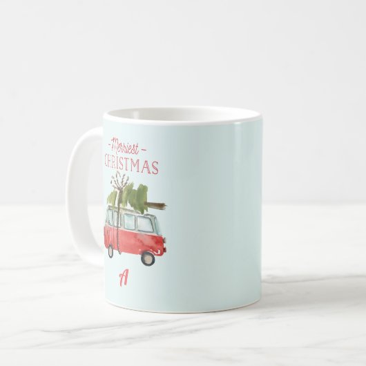 Mug monogramme de courre d'aquarelle de marbre (Devant gauche)