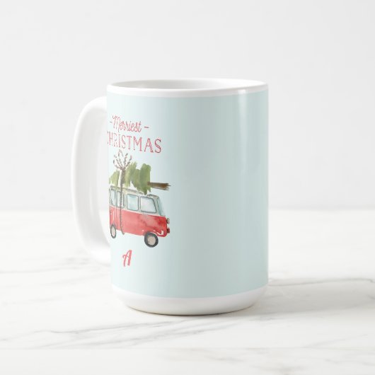 Mug monogramme de courre d'aquarelle de marbre (Devant gauche)