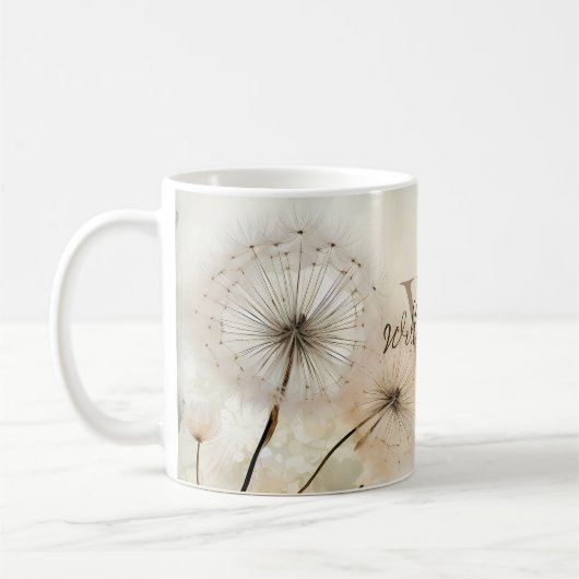 Mug Monogramme de Dandelions Rustiques (Gauche)