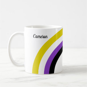 Mug Monogramme de drapeau non binaire arc-en-ciel non 