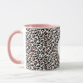 Mug Monogramme de Empreinte de léopard noir rose (Gauche)