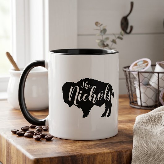 Mug Monogramme de famille buffle rustique