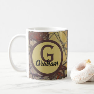 Mug Monogramme de famille motif marbre jaune initiale