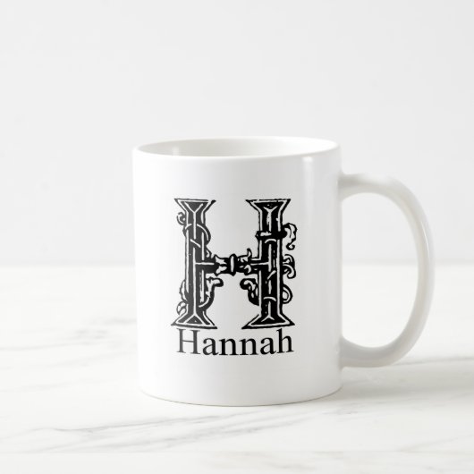 Mug Monogramme de fantaisie : Hannah (Droite)