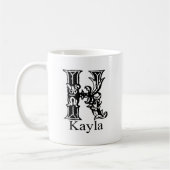 Mug Monogramme de fantaisie : Kayla (Gauche)