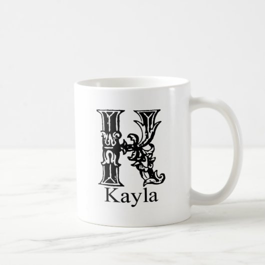 Mug Monogramme de fantaisie : Kayla (Droite)
