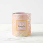 Mug monogramme de feuillage de palmier rose or rose (Centre)