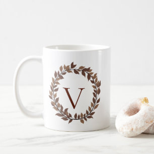 Mug Monogramme de feuille d'automne Nom initial Concep