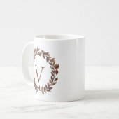 Mug Monogramme de feuille d'automne Nom initial Concep (Devant gauche)