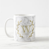 Mug Monogramme de feuille d'or de Faux sur la texture (Gauche)