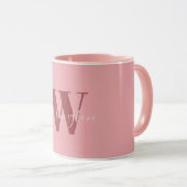Mug Monogramme de fille et nom rose roux (Devant droit)
