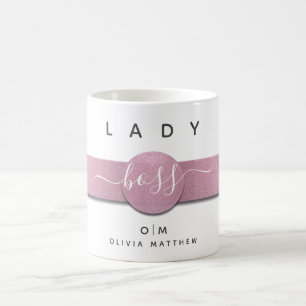 Mug Monogramme de fille moderne Nom Chic Lady Boss Scr