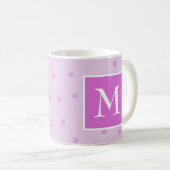 Mug Monogramme de fille Motif à points roses (Devant droit)