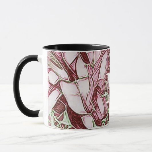 Mug Monogramme De Fleur Rouge Et Blanc (Gauche)