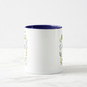 Mug Monogramme de fleur sauvage initiale bleue (Centre)