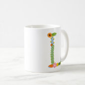 Mug Monogramme de fleur Whimsical Rustique (L) (Devant droit)
