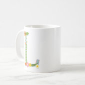 Mug Monogramme de fleur Whimsical Rustique (L) (Devant gauche)