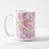 Mug Monogramme de fleurs aquarelles rose boho moderne (Gauche)