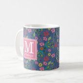 Mug Monogramme de fleurs de Bohême (Devant gauche)