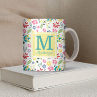 Monogramme de fleurs de printemps de Bohême coloré