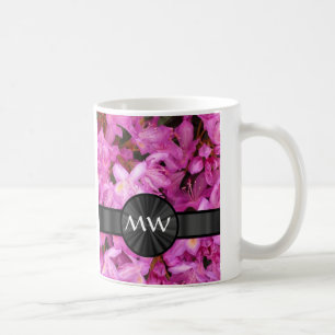 Mug monogramme de fleurs de Rhododendron rose