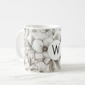 Mug Monogramme de fleurs modernes (Devant gauche)