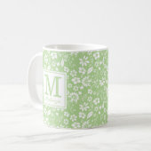 Mug Monogramme de fleurs tropicales vertes de chaux (Devant gauche)