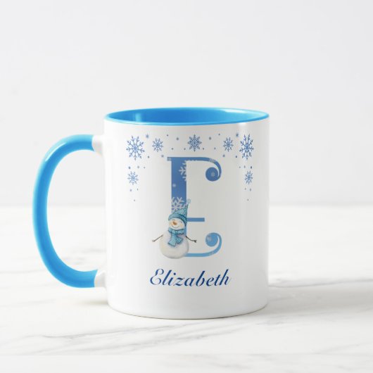 Mug Monogramme de flocon de neige de Noël personnalisé (Gauche)