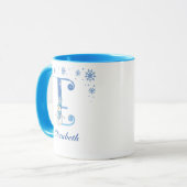 Mug Monogramme de flocon de neige de Noël personnalisé (Devant gauche)
