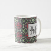 Mug Monogramme de flocon de neige gris élégant nordiqu (Devant droit)