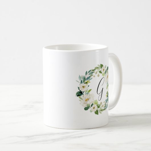 Mug Monogramme de germe blanc (Devant droit)